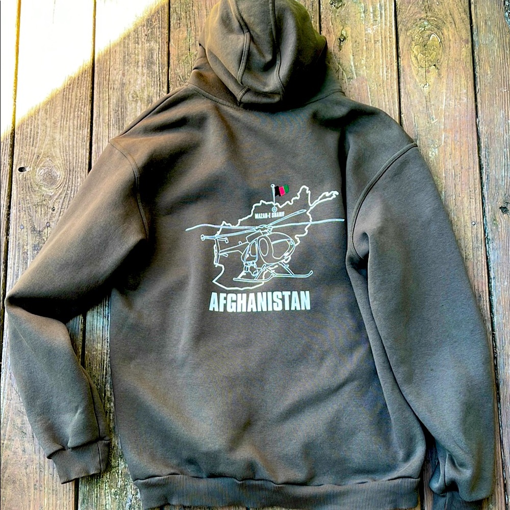 Graphic Zip-up Sweatshirt- Olive Green